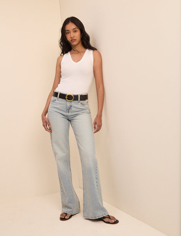 Light Blue Low Rise Penny Relaxed Flare Jeans