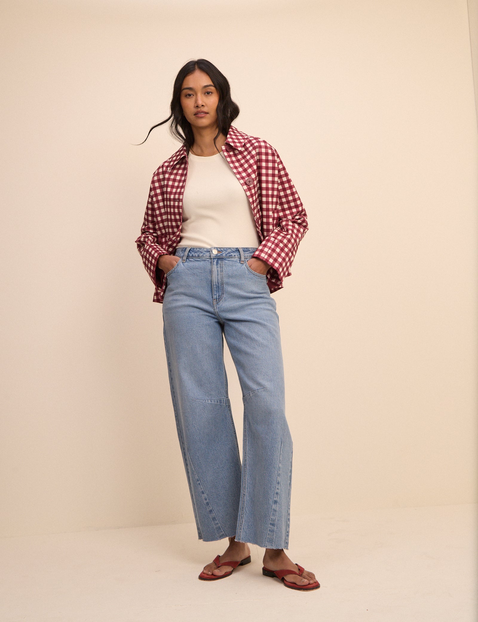 Red Gingham Oyanti Swing Jacket