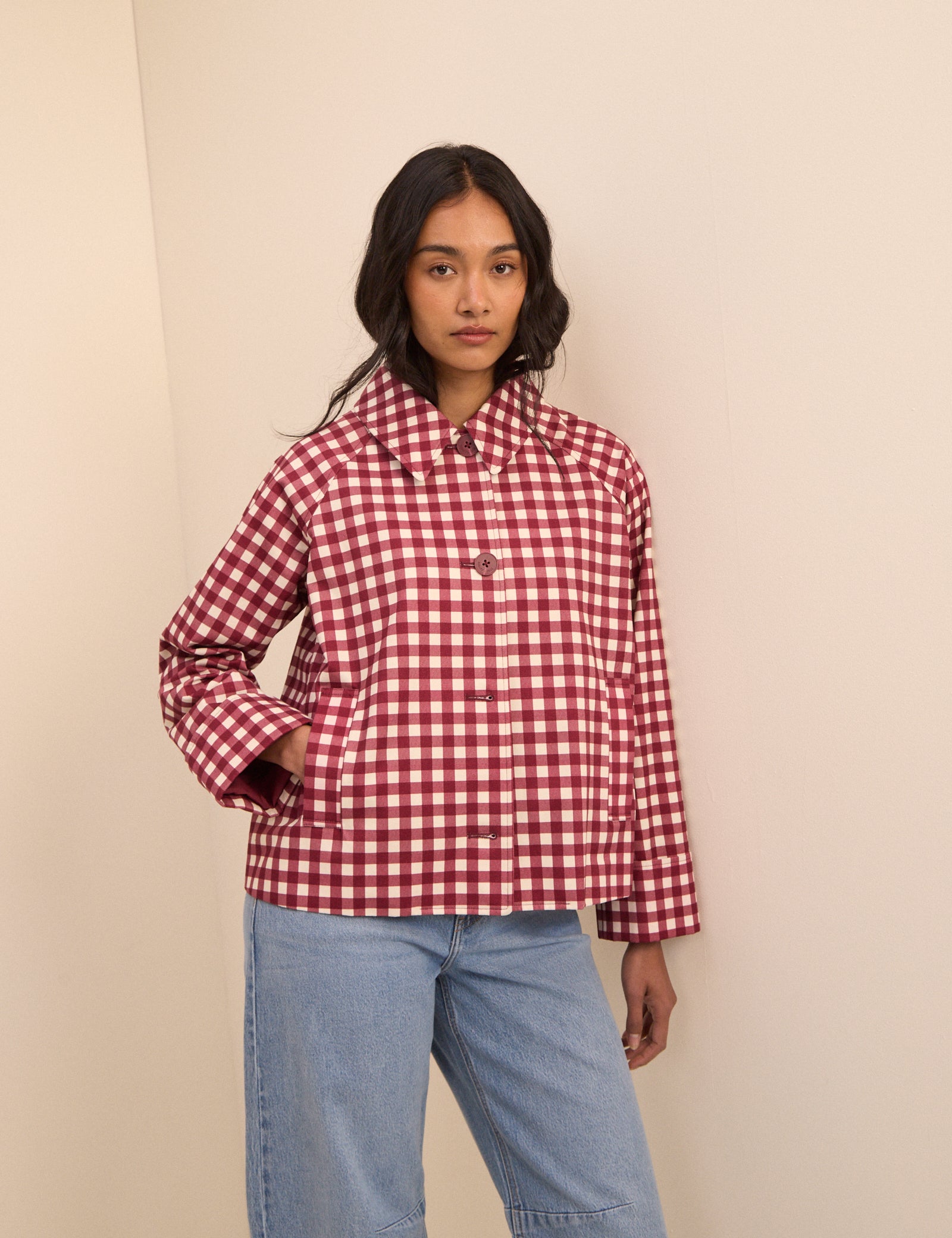 Red Gingham Oyanti Swing Jacket