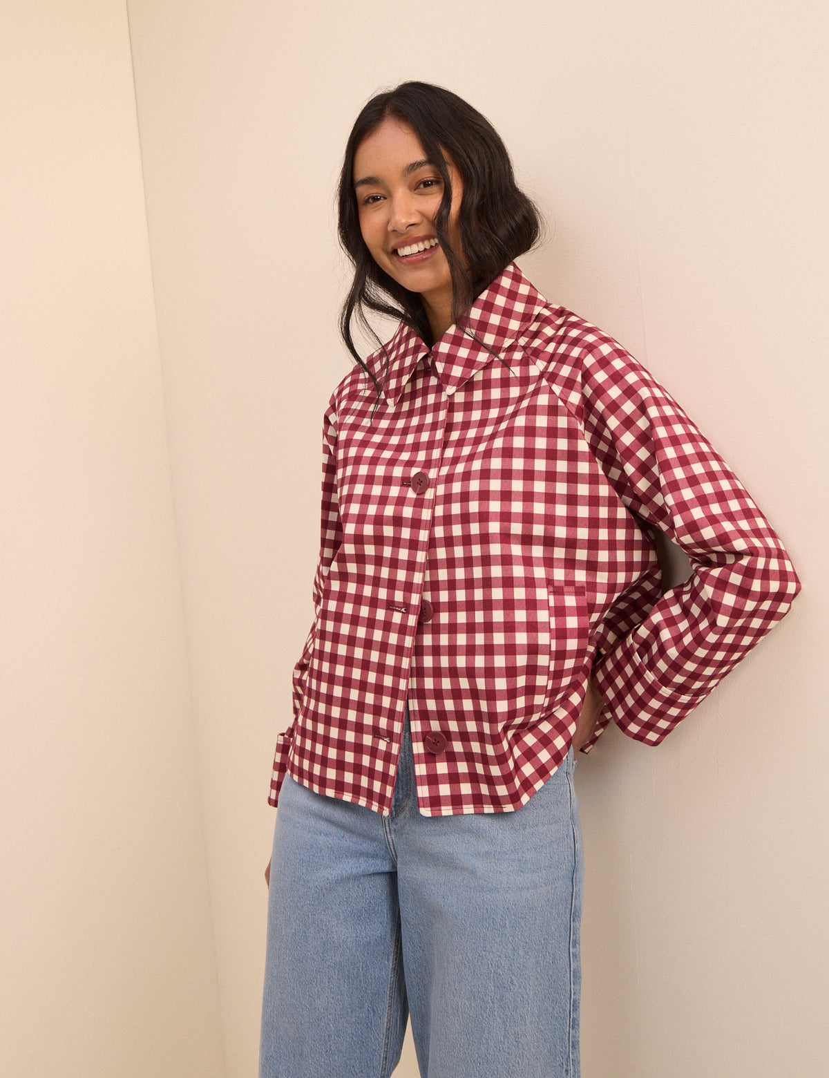 Red Gingham Oyanti Swing Jacket