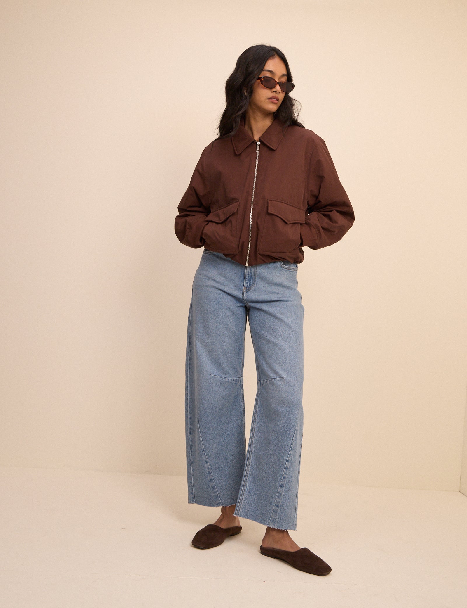 Brown Collared Bomber Jacket