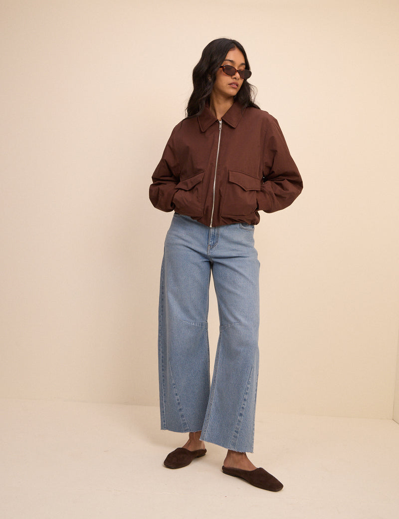 Brown Collared Bomber Jacket
