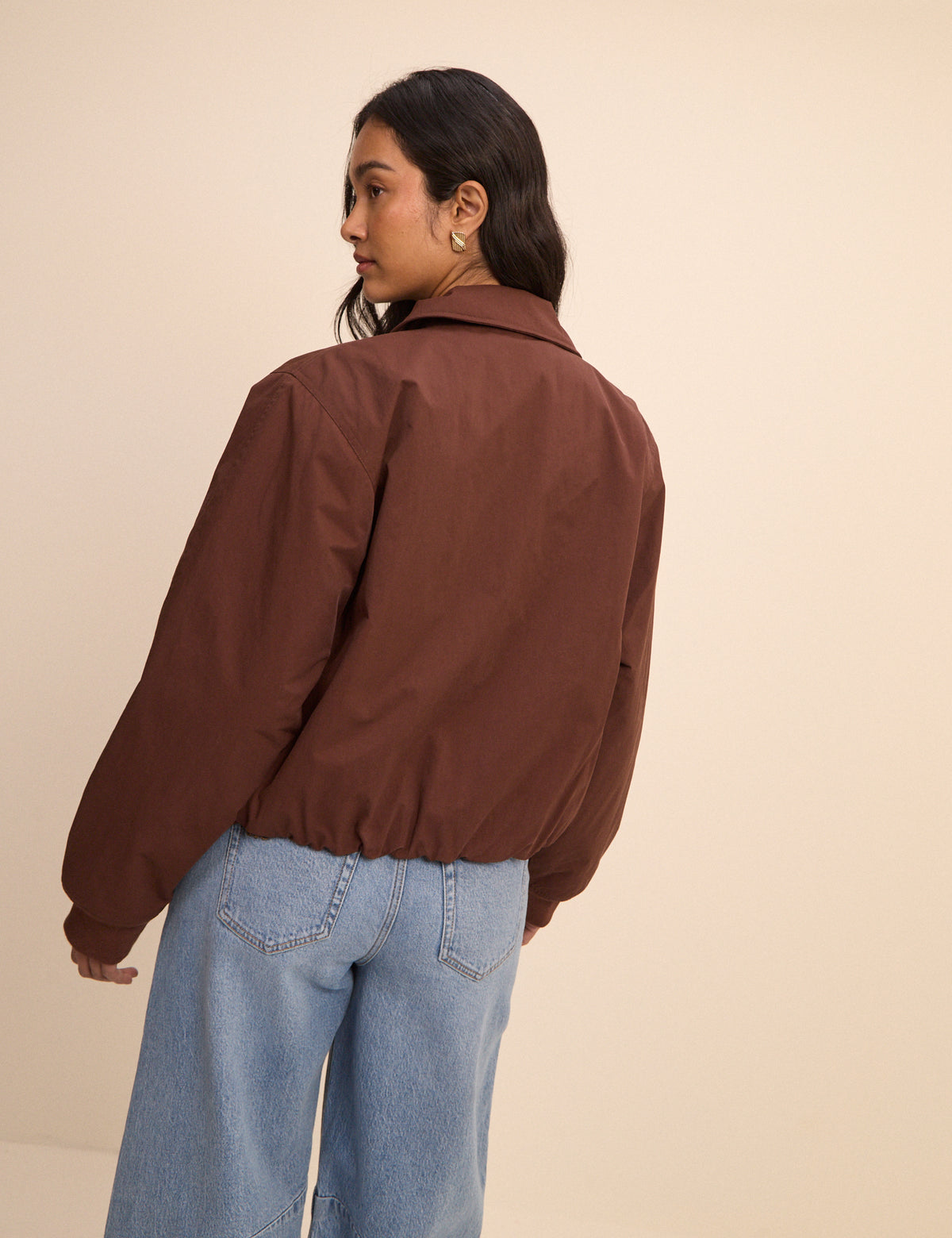 Brown Collared Bomber Jacket