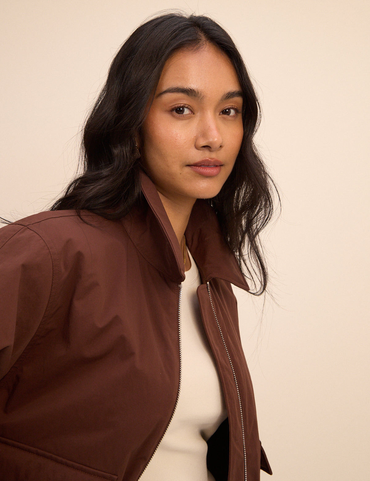 Brown Collared Bomber Jacket