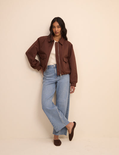 Brown Collared Bomber Jacket