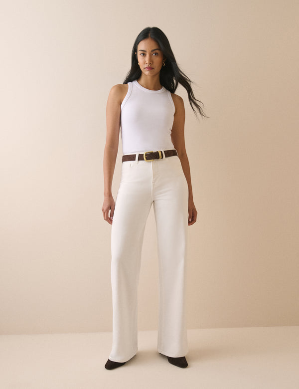 Ecru High Rise Soho Wide Jeans