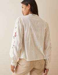 Cream Embroidered Floral Abbie Blouse
