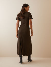 Brown Stripe Jersey Nellie Midi Dress