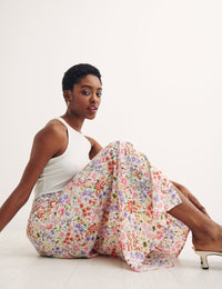 Multi Emilia Button Front Midi Skirt