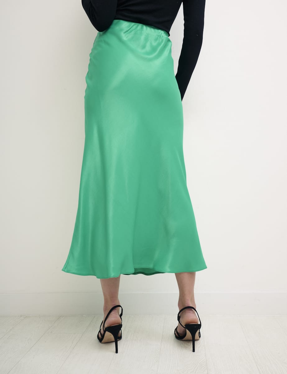 Wedding Emerald Slip Skirt Green Mila Satin Slip Skirt