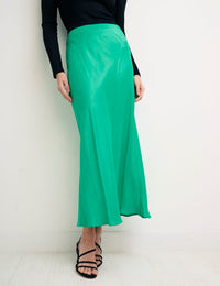 Green Mila Satin Slip Skirt