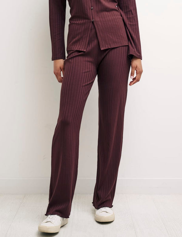 Brown Dallas Flared Rib Trouser