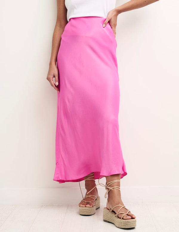 Pink Mila Satin Slip Skirt