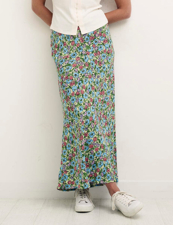 Green Floral Mila Midi Skirt