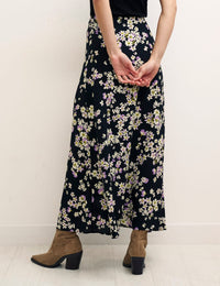 Black Floral Sadie Midi Skirt