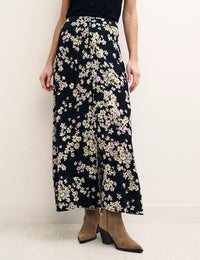 Black Floral Sadie Midi Skirt