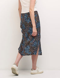 Black Speckle Print Sara Midi Skirt