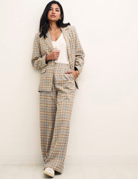 Wide Leg Check Trousers