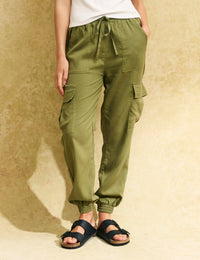Khaki Green Cargo Utility Joggers