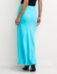 Blue Mila Satin Slip Skirt