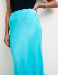 Blue Mila Satin Slip Skirt