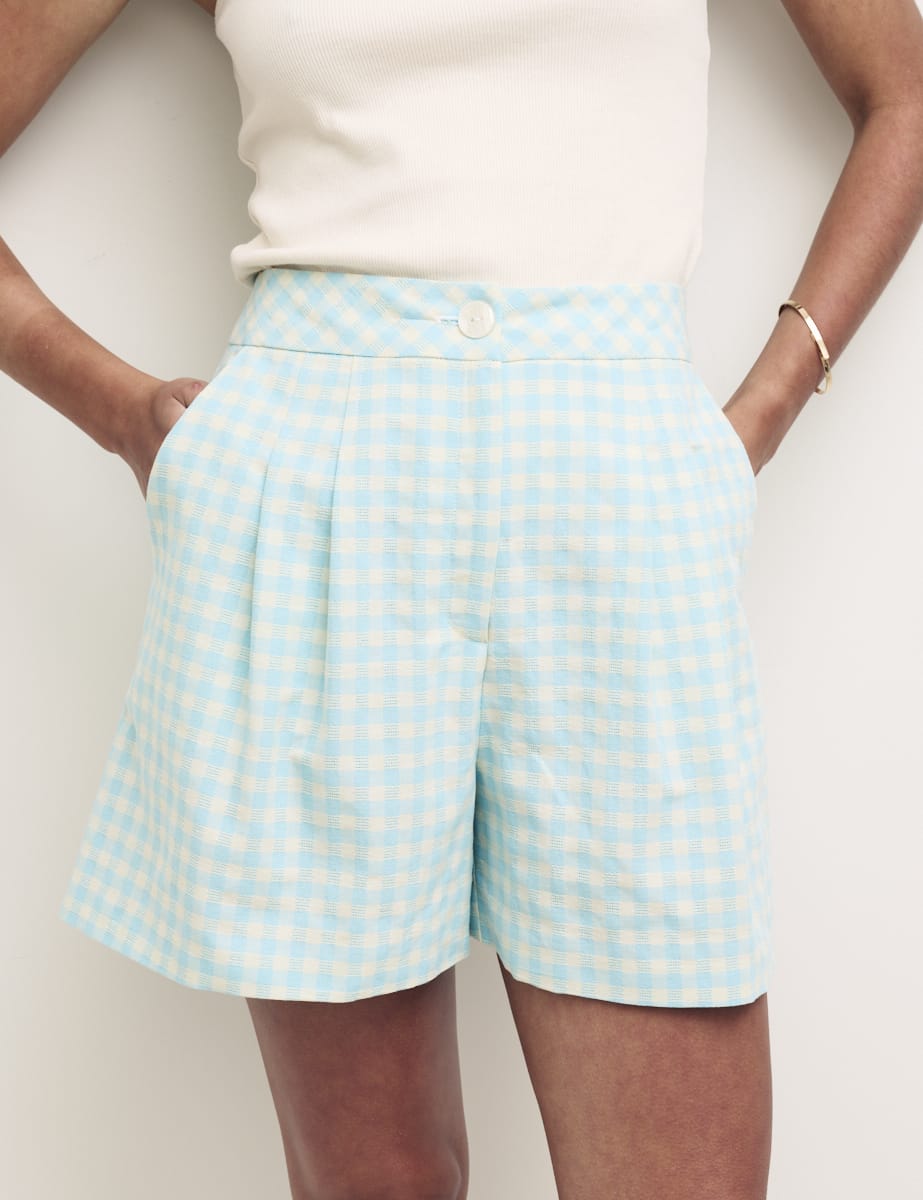 Blue Gingham Check Tyler Tailored Short - Main Image