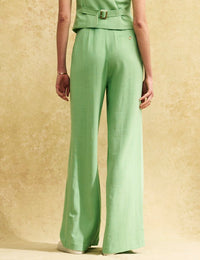 Fearne Cotton Green Tailored Linen-blend Trousers