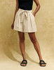 Cream Tie Waist Paper Bag Shorts