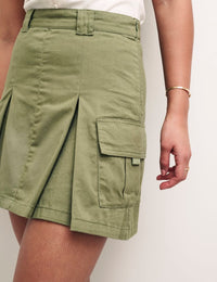 Khaki Green Cargo Utility Mini Skirt