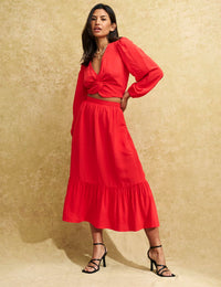 Red Bianca Midi Skirt
