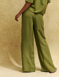 Khaki Drawstring Wide Leg Trousers