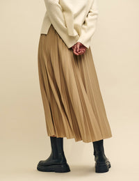 Beige Pleated Midaxi Skirt