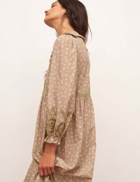 Green Floral Katie Smock Midi Dress