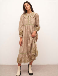 Green Floral Katie Smock Midi Dress