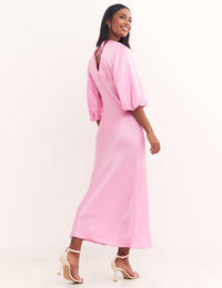 Ciara V Neck Satin Midi Dress