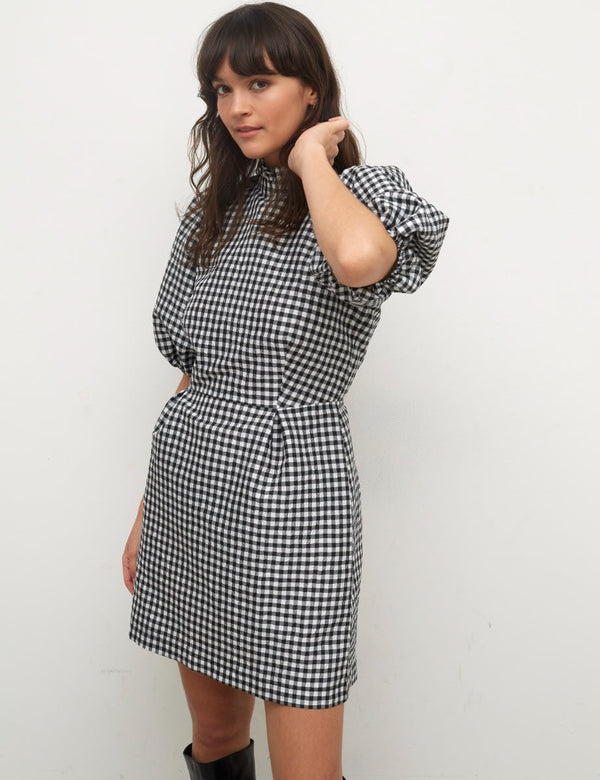 Emma Black Check Mini Dress