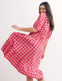 Red Check Ammie Midi Dress
