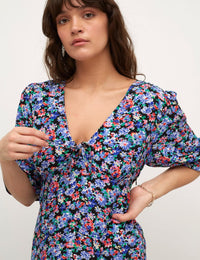 Brioney Floral Blue Callie Midi Dress