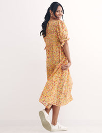 Yellow Ditsy Floral Ella Midi Dress