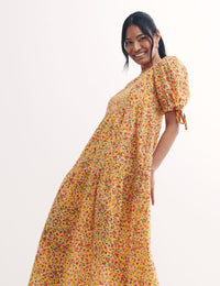 Yellow Ditsy Floral Ella Midi Dress