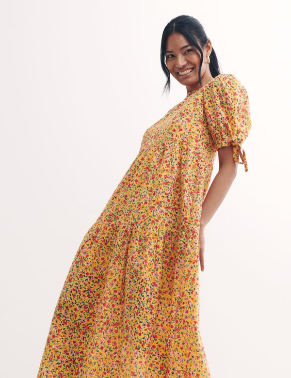 Yellow Ditsy Floral Ella Midi Dress