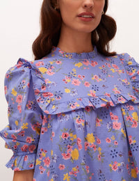 Blue Big Floral Clara Mini Dress