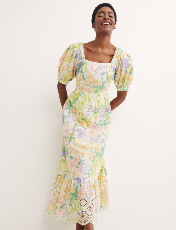 Multi Big Floral Isla Midi Dress