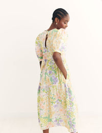 Multi Big Floral Rochelle Midi Dress