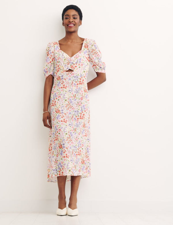 Multi Ditsy Floral Cut Out Rosie Midi Dress