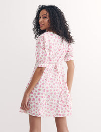 Pink Big Floral Penny Broderie Mini Dress