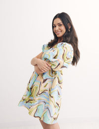 Multi Retro Print Eugenia Mini Dress