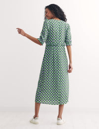 Green Geometric Print Felicia Midi Dress
