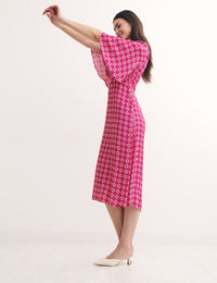 Pink Ditsy Floral Eva Midi Dress