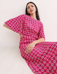 Pink Ditsy Floral Eva Midi Dress